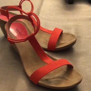 Bright Red Style & Co wedge sandals